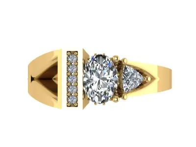 Ring230 gold engagement ring with diamonds 3D print model