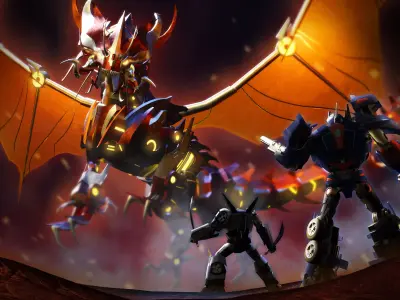  Predaking Transformers Prime Mecha Dragon Rig 3D model