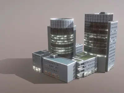 Building Frankfurt Buroturme Offenbach Low-poly 3D model