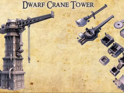 Dwarf Crane Tower  Tabletop Terrain 28MM  3D print model