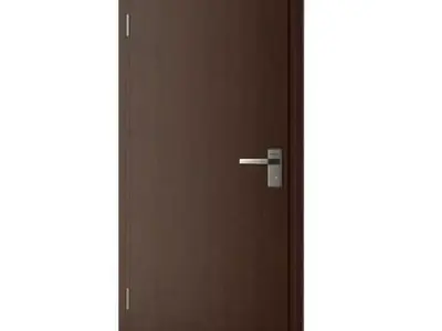 Double Hinged Brown Office Door 3D model