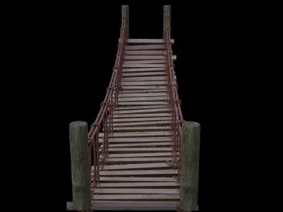 LowPoly Rustic Wooden Rope Bridge Free low-poly 3D model