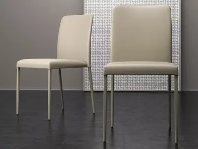 Deli pair of leather dining chairs 3D model