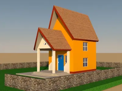 Cartoon house  Low-poly 3D model