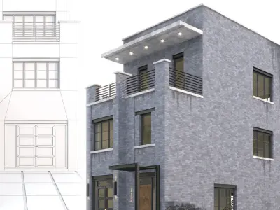 Brick Building 02 3D model