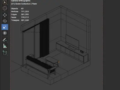 Isometric Living Room 3D Render illustration 3D model