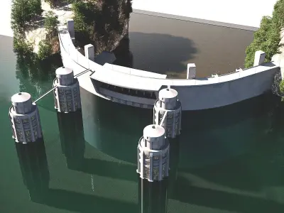 Water Dam Low-poly 3D model