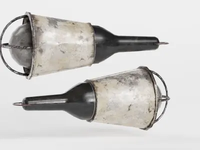 Old retro Portable lamp carry garage damaged da1 Low-poly 3D model