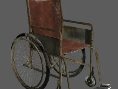 Old wheelchair Low-poly 3D model