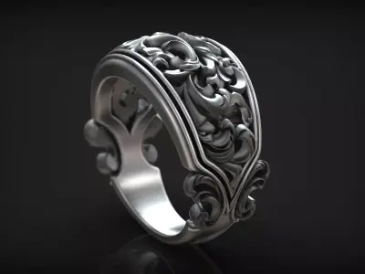Baroque Royal Pattern Grass Vintage Decor Ring 3D print model