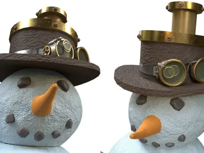 Steampunk snowman Low-poly 3D model