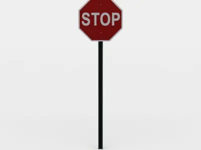 Stop sign Low-poly 3D model 5