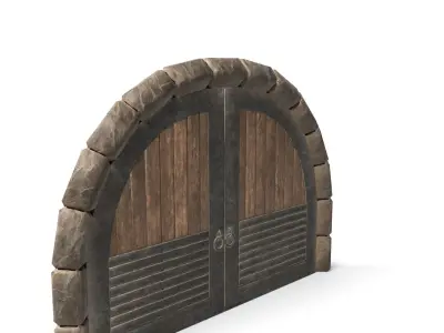 Medieval Fortified Wooden Door  Low-poly 3D model