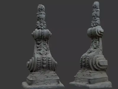 Ornate Architectural Stone Detail Scan Low-poly 3D model