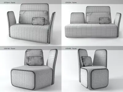 Pebble four different sofas 3D model