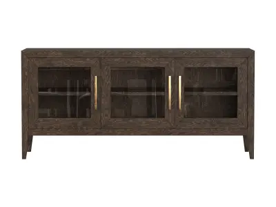 FRENCH CONTEMPORARY GLASS TRIPLE-DOOR MEDIA CONSOLE 3D model