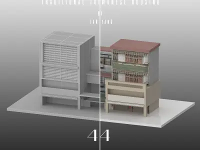 44 Traditional Taiwanese Housing  Low-poly 3D model