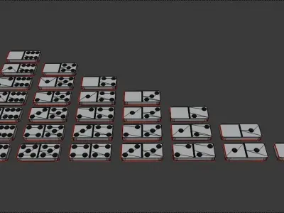 Light Textured Domino Set 28 pieces Low-poly 3D model