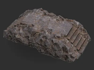 Stairs stone staircase 01 Low-poly 3D model