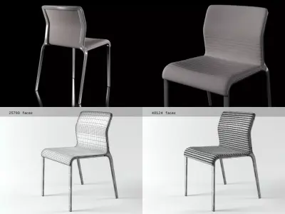 Bend four chairs 3D model