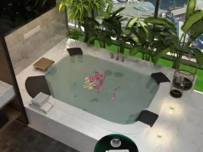 Master Bathrom with Sauna Indochine style 3D model