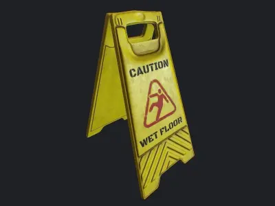 Wet Floor Sign Low-poly 3D model
