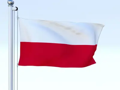 Animated Poland Flag Low-poly 3D model