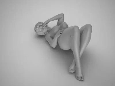 Girl Lying on Sand 3D print model