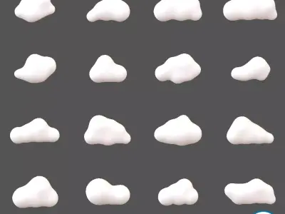 Cartoon Cloud Pack 001 V1 Low-poly 3D model