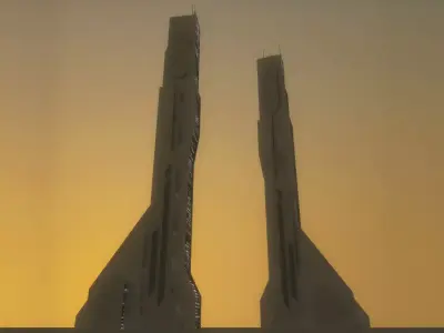 Futuristic Sci-Fi Skyscraper 04 Low-poly 3D model