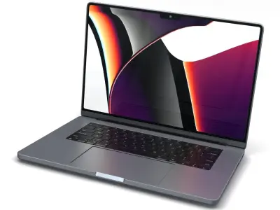 Apple MacBook Pro 16 inch 2021 Space Gray and Silver Low-poly 3D model
