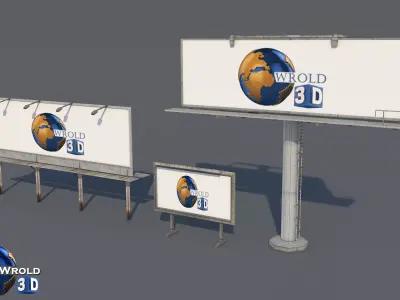 lowpoly billboard collection pack 3d model Low-poly 3D model