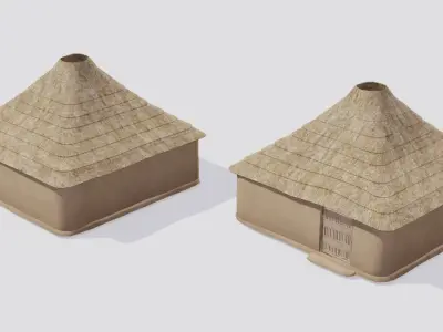 Hut house Low-poly 3D model