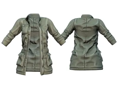 Rebel Coat Dress Boots Backpack Outfit Low-poly 3D model
