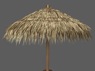 Thatch Palm Gold Leaf Umbrella Patio and Beach 3D model