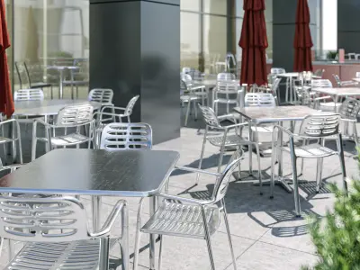 Street cafe or bar furniture set 3D model