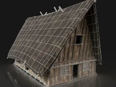 Next Gen AAA THATCHED DARK MEDIEVAL WOODEN HOUSE COTTAGE HUT Low-poly 3D model