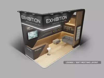 Modular Exhibition Booth 18 sqm trade show and expo 3D model
