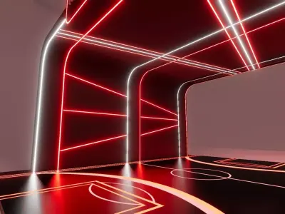 Futuristic Neon Basketball Tunnel Entrance  Event Booth 3D model