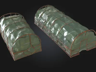Green Cargo Tents  Tactical Shelter for Rugged Operations 3D model