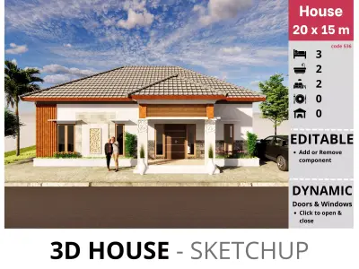 House 20x15m code 536 - Sketchup 3D model 3D model 3D model