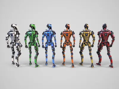 Gamerady robot with 6 color options Low-poly 3D model