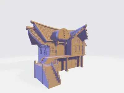 Two-storied Vikings house 3D print model