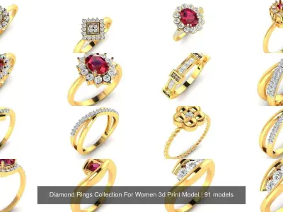 Diamond Rings Collection For Women 3d Print Model 3D Model Pack buy
