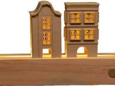 Cozy Glowing Village  Hollow Buildings for LED Light Base 3D print model