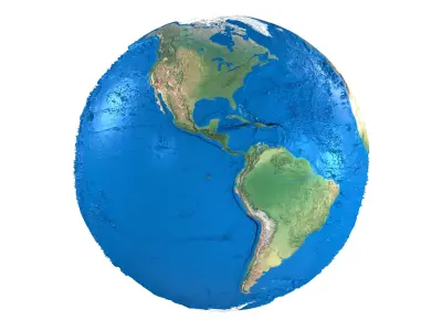 Earth No Cloud Globe Low-poly 3D model