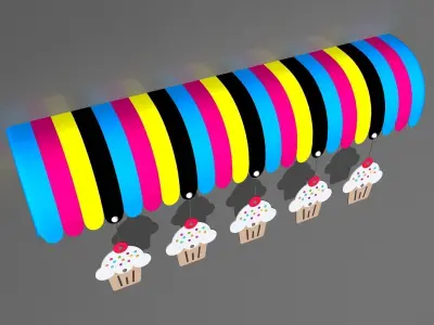 Awning Collection 3d Model ice cream shop awnings 3D Model Pack