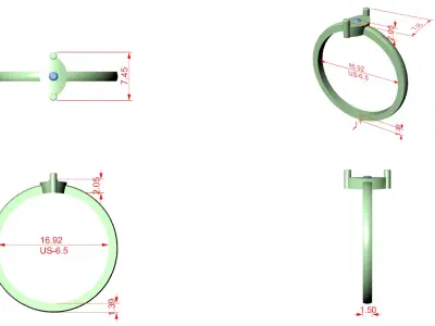 Minimal Marquise Diamond Solitaire Ring CAD Design Jewelry 3D print model