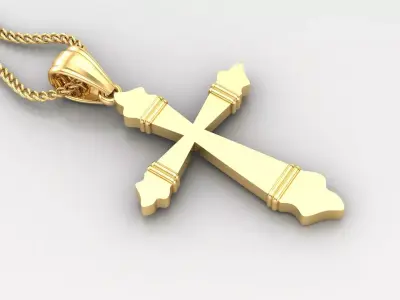 Light Gold 18K Cross Pendant 2CP074 3D print model
