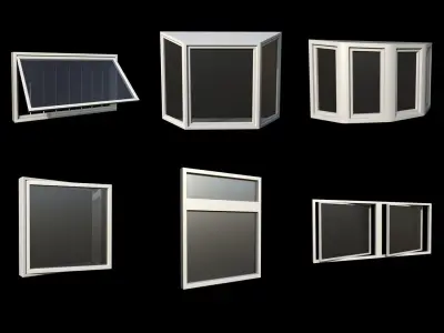 31 Windows Base Mesh with UVs Low-poly 3D model